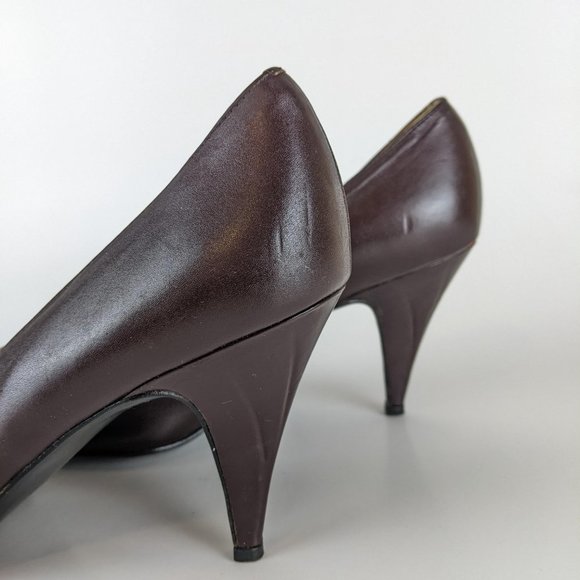 Planika Vintage Leather Retro Brown and Gold High Heel shoes - Picture 6 of 14